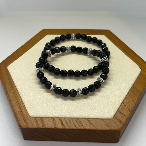 Set of 2 Black Onyx Bracelets - Picture 2 of 9